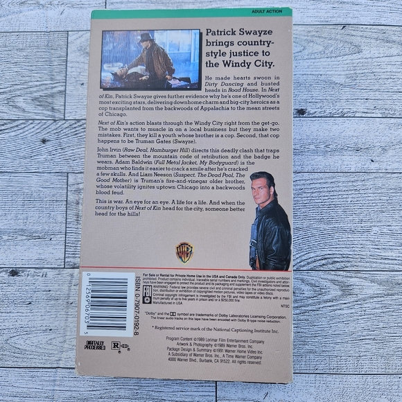 Next Of Kin VHS Patrick Swayze Action Rated R 1991 - Picture 4 of 9